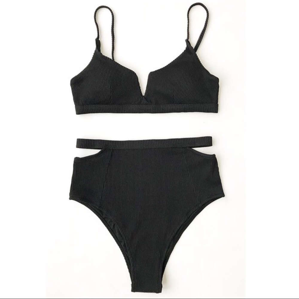 Cupshe High Waisted Black Bikini Set